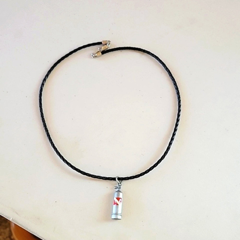 Big Blue signed Fire Extinguisher Leather Corded Necklace